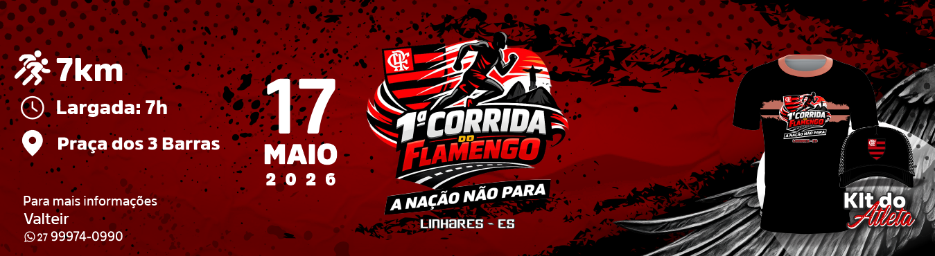 Banner 1° CORRIDA DO FLAMENGO, A NAÇÃO NÃO PARA.