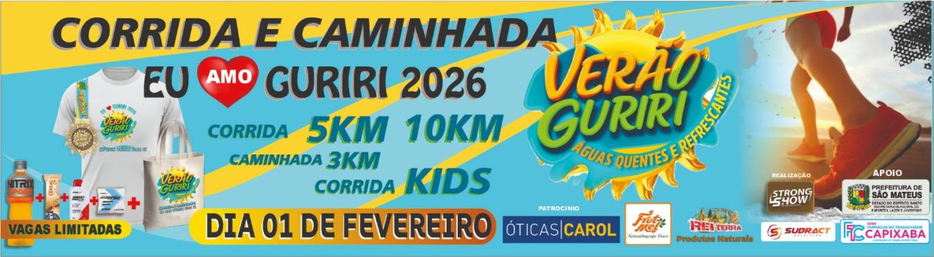 Banner CORRIDA E CAMINHADA EU AMO GURIRI 2026