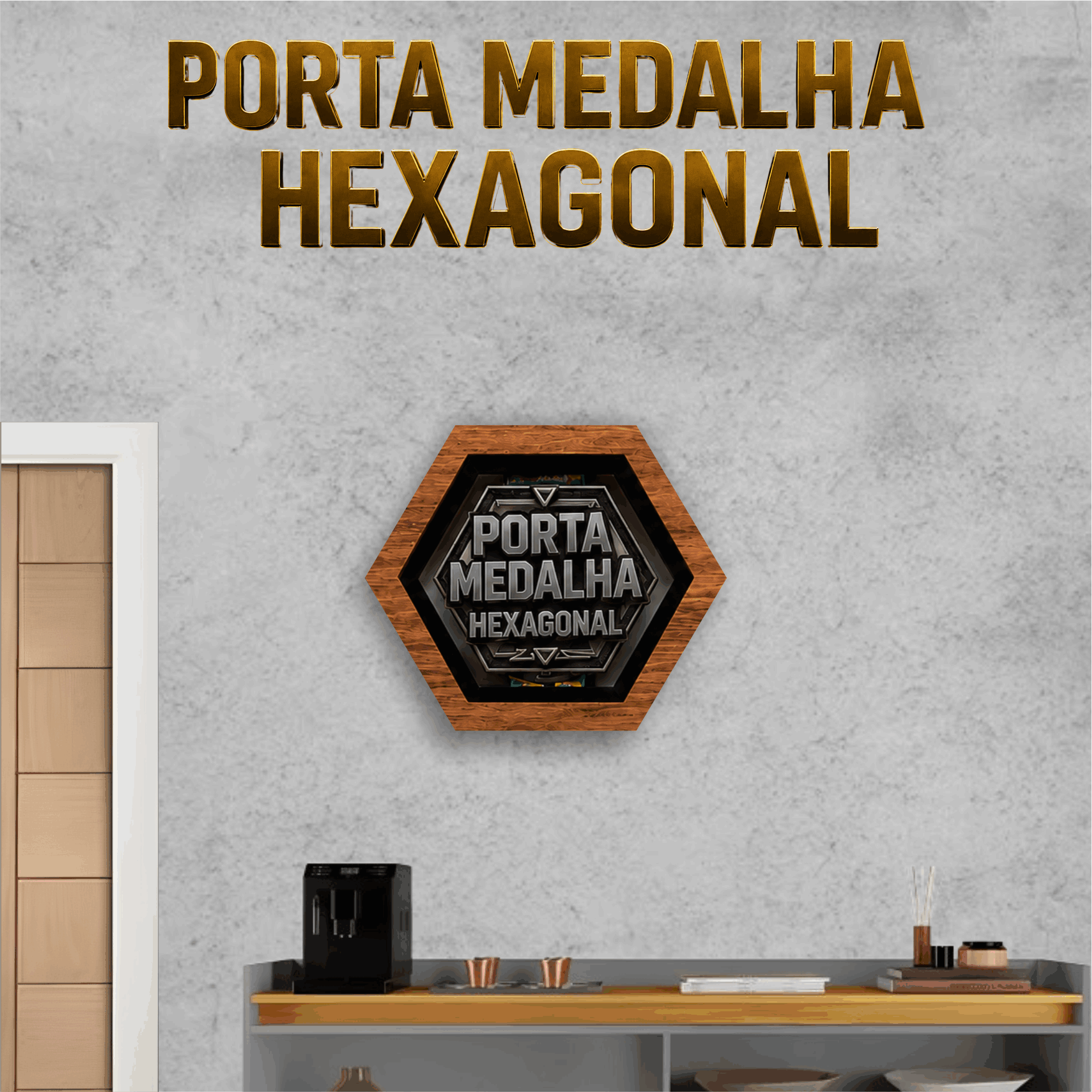 PORTA MEDALHA HEX. PEQUENO